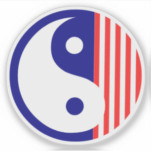 Red White and Blue Yin Yang Symbol