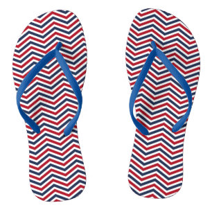 Red White and Blue Zig-Zag Design Flip Flops