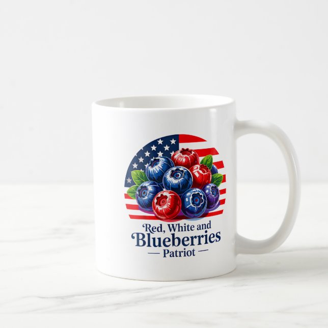 Red White And Blueberries Christian Patriotic  Coffee Mug (Right)