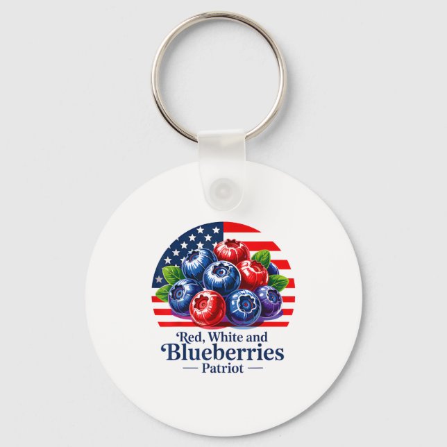 Red White And Blueberries Christian Patriotic  Key Ring (Front)