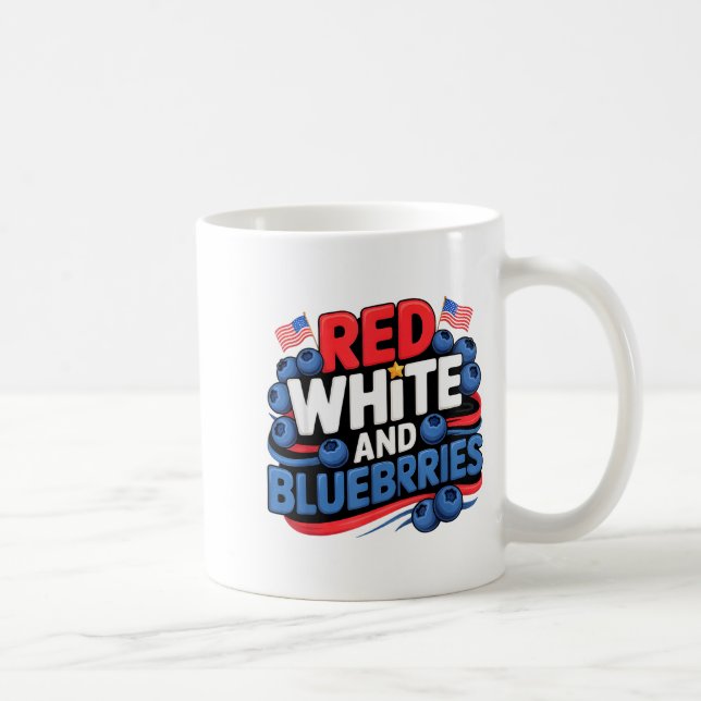 Red, White And Blueberries Patriot  Coffee Mug (Right)