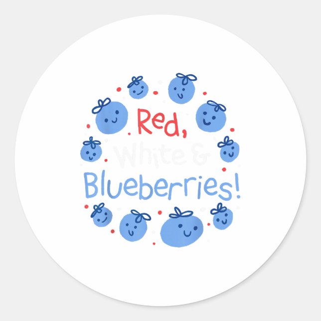 Red, White And Blueberries Patriot Dom For Men Wom Classic Round Sticker (Front)