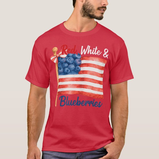 Red White and Blueberries Patriot Freedom American T-Shirt (Front)