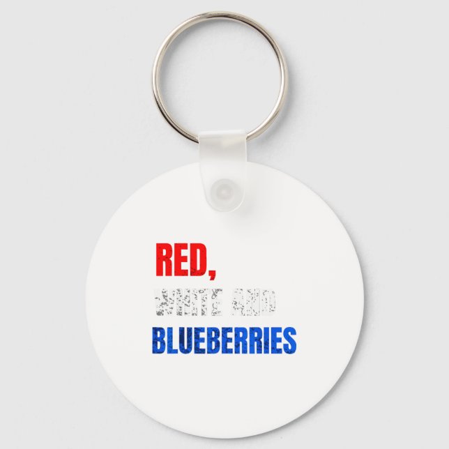 Red White And Blueberries Patriot Fun Summer Party Key Ring (Front)