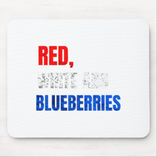 Red White And Blueberries Patriot Fun Summer Party Mouse Mat