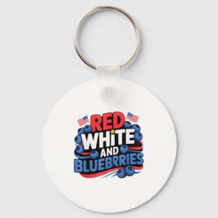 Red, White And Blueberries Patriot Key Ring
