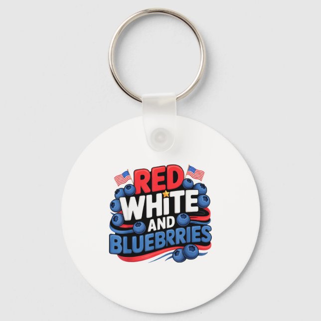 Red, White And Blueberries Patriot  Key Ring (Front)