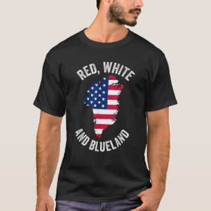 Red White and Blueland Greenland USA American Flag T-Shirt