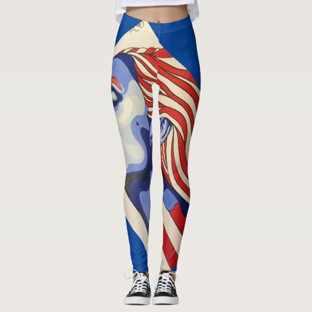 "Red, White and Bold American Woman" leggings (Front)