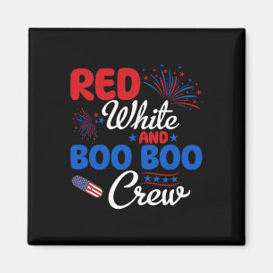 Red White And Boo Boo Crew 4th Of July Nurse Nursi Magnet
