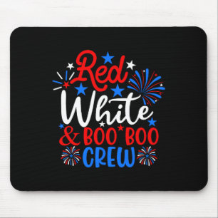Red White And Boo Boo Crew Funny 4th Of July Nurse Mouse Mat