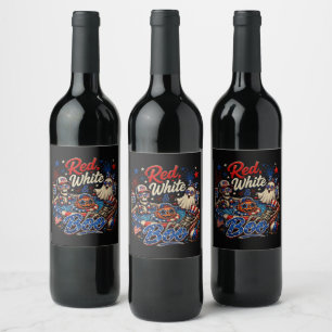 Red White And Boo Patriotic 4th Of July Wine Label