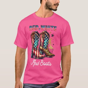 Red White And Boots Coquette Cowgirl Cute 4th of J T-Shirt