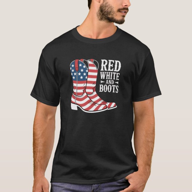 Red White and Boots T-Shirt (Front)
