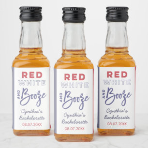 Red White And Booze USA Bachelorette Party Favour Liquor Bottle Label
