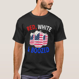 Red White and Boozed 4th of July patriotic firewor T-Shirt