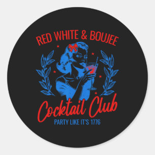 Red White And Boujee Vintage Tail Drinking 4th Of  Classic Round Sticker
