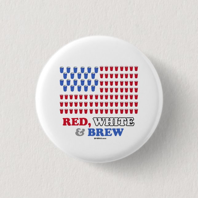 Red White and Brew 3 Cm Round Badge (Front)
