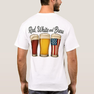Red White and Brew Beer American Flag Graphic T-Shirt