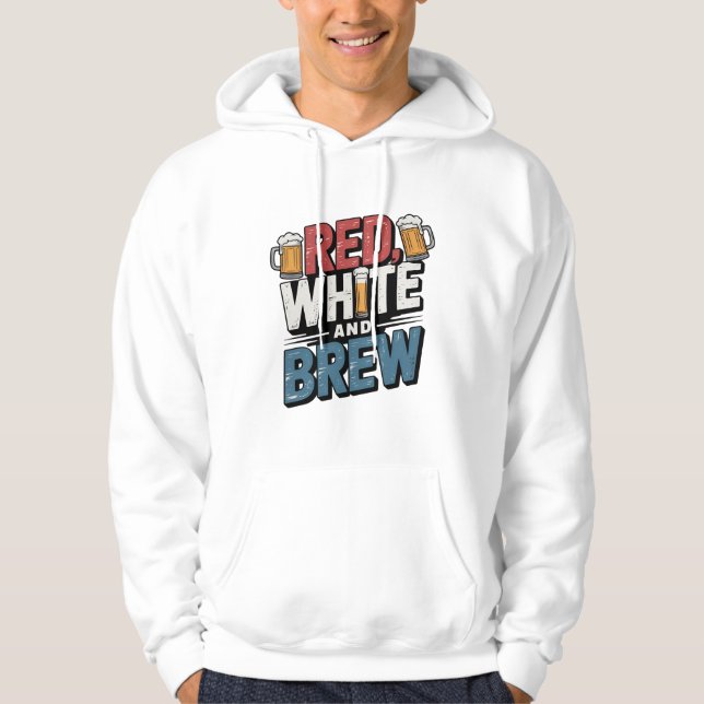 Red White and Brew Bold Design Hoodie (Front)