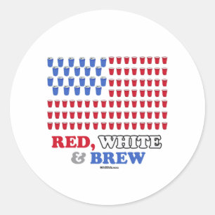 Red White and Brew Classic Round Sticker
