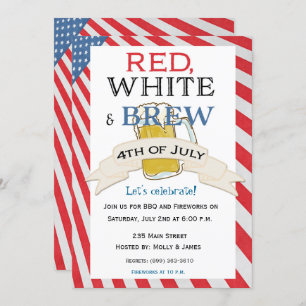 Red White and Brew Fourth of July Invitation