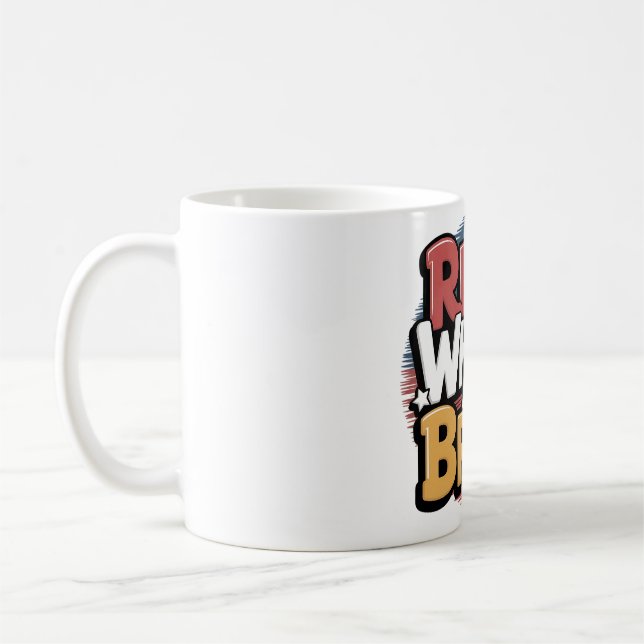 Red White and Brew Funny Graphic Coffee Mug (Left)