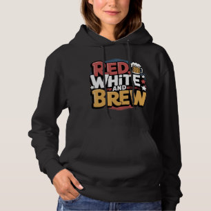 Red White and Brew Funny Graphic Hoodie