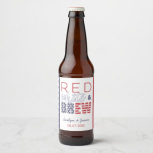 Red White And Brew USA Backyard BBQ Shower Party Beer Bottle Label