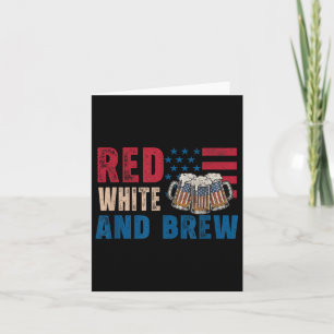 Red White And Brews Funny Retro Usa Beer 4th July Card