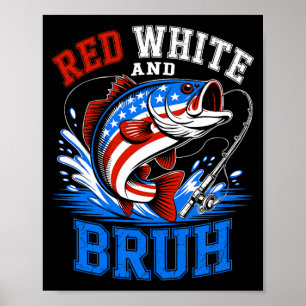 Red White And Bro Patriotic 4th Of July B Fish Usa Poster