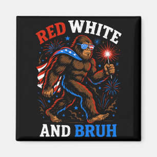 Red White And Bro Patriotic 4th Of July Bigfoot Magnet