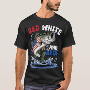 Red White And Bruh American Flag Boys Fishing 4Th  T-Shirt