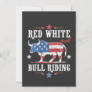 Red White and Bull Riding American Cowboys  Invitation