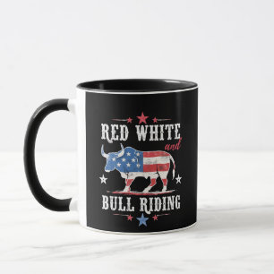 Red White and Bull Riding American Cowboys  Mug