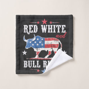 Red White and Bull Riding American Cowboys  Wash Cloth