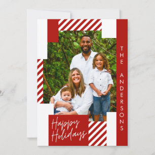 red white and candy cane colourful christmas photo holiday card