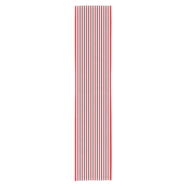 Red White and Charcoal Grey Stripes Short Table Runner (Front)