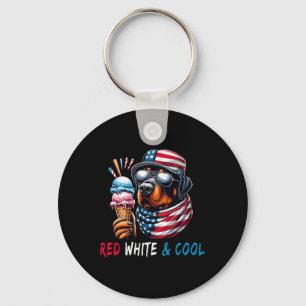 Red White And Cool Dog Ice Cream 4th Of July Key Ring
