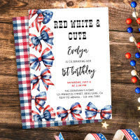 Red White and Cute Bows Any Age Kids Birthday