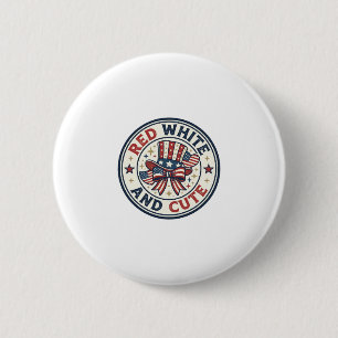 Red White And Cute Patriotic Womens Patriotic Spar 6 Cm Round Badge
