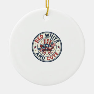 Red White And Cute Patriotic Womens Patriotic Spar Ceramic Tree Decoration