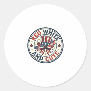 Red White And Cute Patriotic Womens Patriotic Spar Classic Round Sticker
