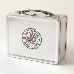 Red White And Cute Patriotic Womens Patriotic Spar Metal Lunch Box
