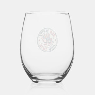 Red White And Cute Patriotic Womens Patriotic Spar Stemless Wine Glass