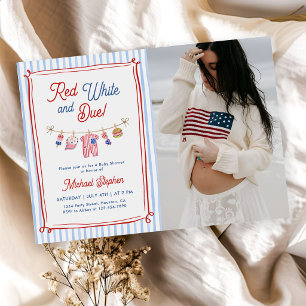 Red, White and Due 4th July Baby Shower Photo Invitation