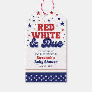 Red, White and Due 4th July Patriotic Baby Shower  Gift Tags