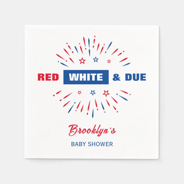 Red White And Due 4th July Patriotic Baby Shower Napkin (Front)