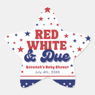 Red, White and Due 4th July Patriotic Baby Shower  Star Sticker
