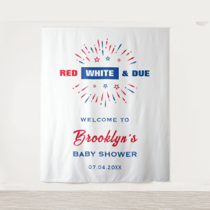 Red White And Due 4th Of July Baby Shower Backdrop Tapestry